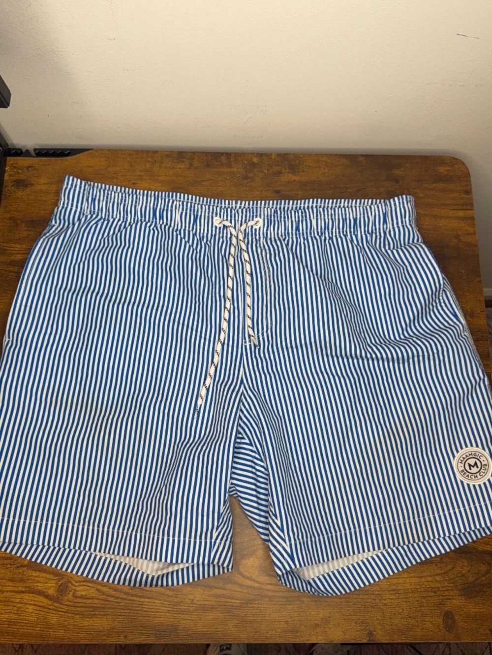 Maamgic Men's Striped Beach Club Swim Trunks, size XL.
